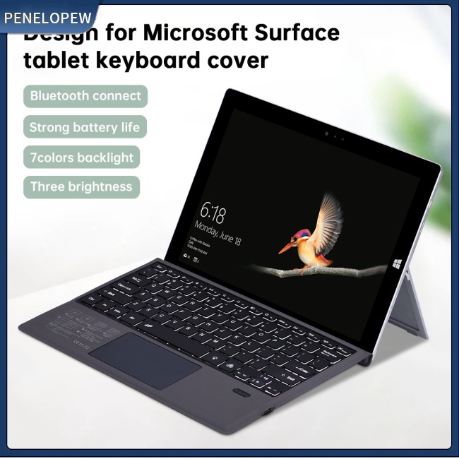 Bàn Phím Bluetooth Không Dây Ft-1089d Có Đèn Nền Cảm Ứng Cho Microsoft Surface Pro 3 4 5 6 7