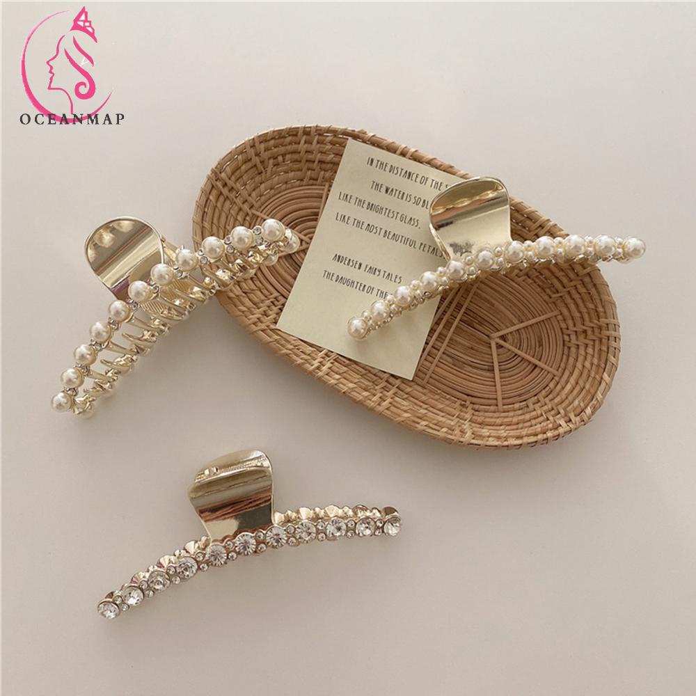 Kẹp tóc thiết kế đính giả ngọc trai thời trang nữ