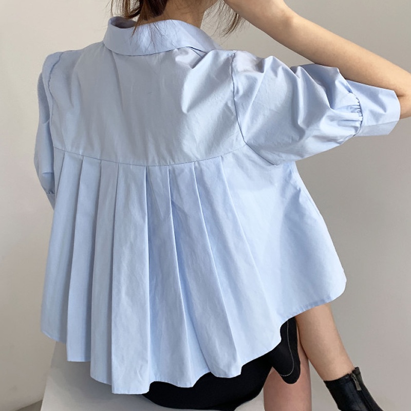 Áo sơ mi SUXI ngắn tay dáng rộng phong cách Hàn Quốc giản dị thời trang mùa hè