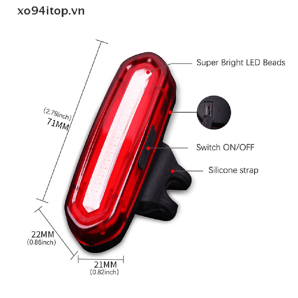 Đèn LED Đuôi Xe Đạp Có Thể Sạc Lại Bằng Cổng USB Chống Thấm Nước Tiện Lợi Dành Cho Xe MTB
