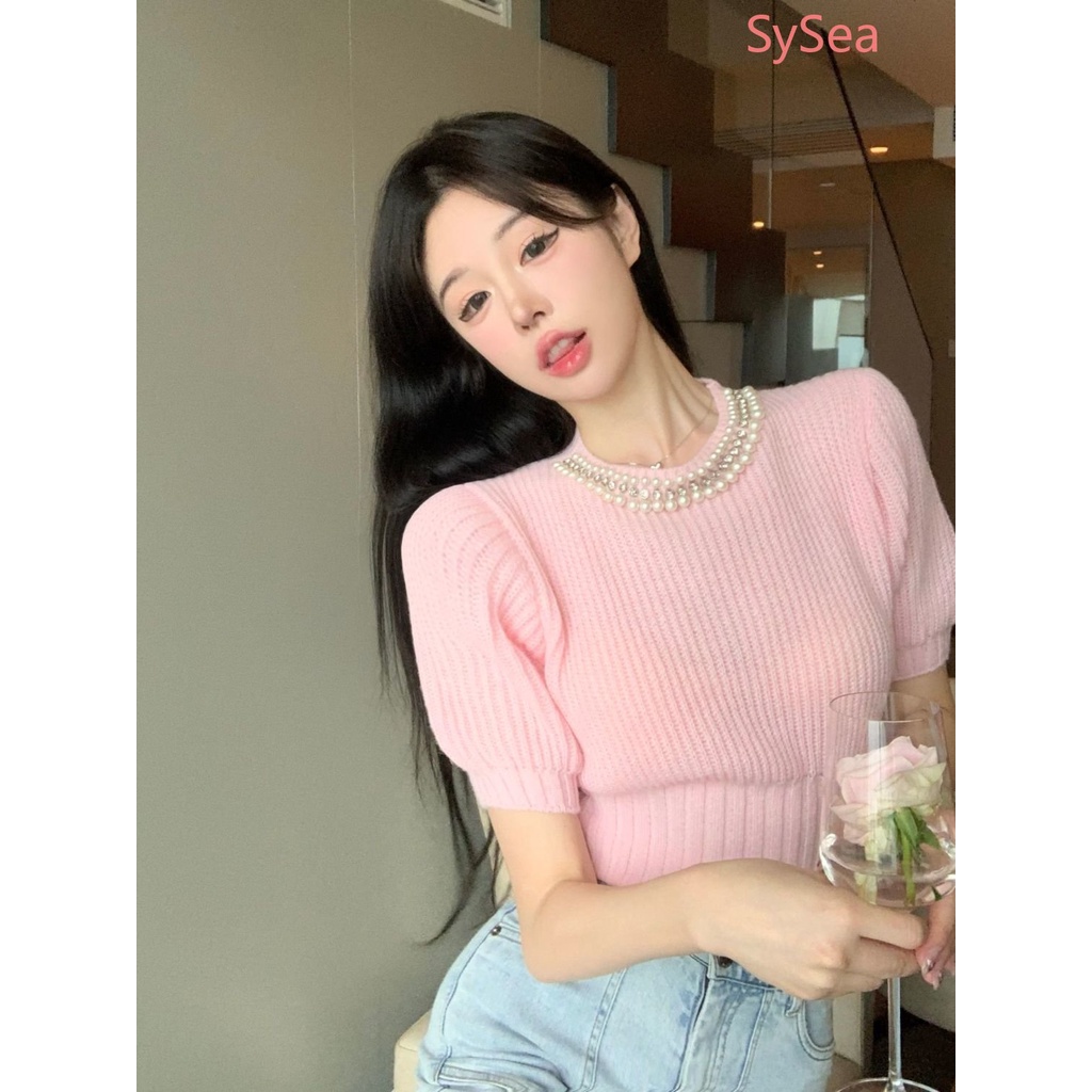 Áo Dệt Kim Tay Phồng Thời Trang Mùa Hè Hàn Quốc Dành Cho Nữ