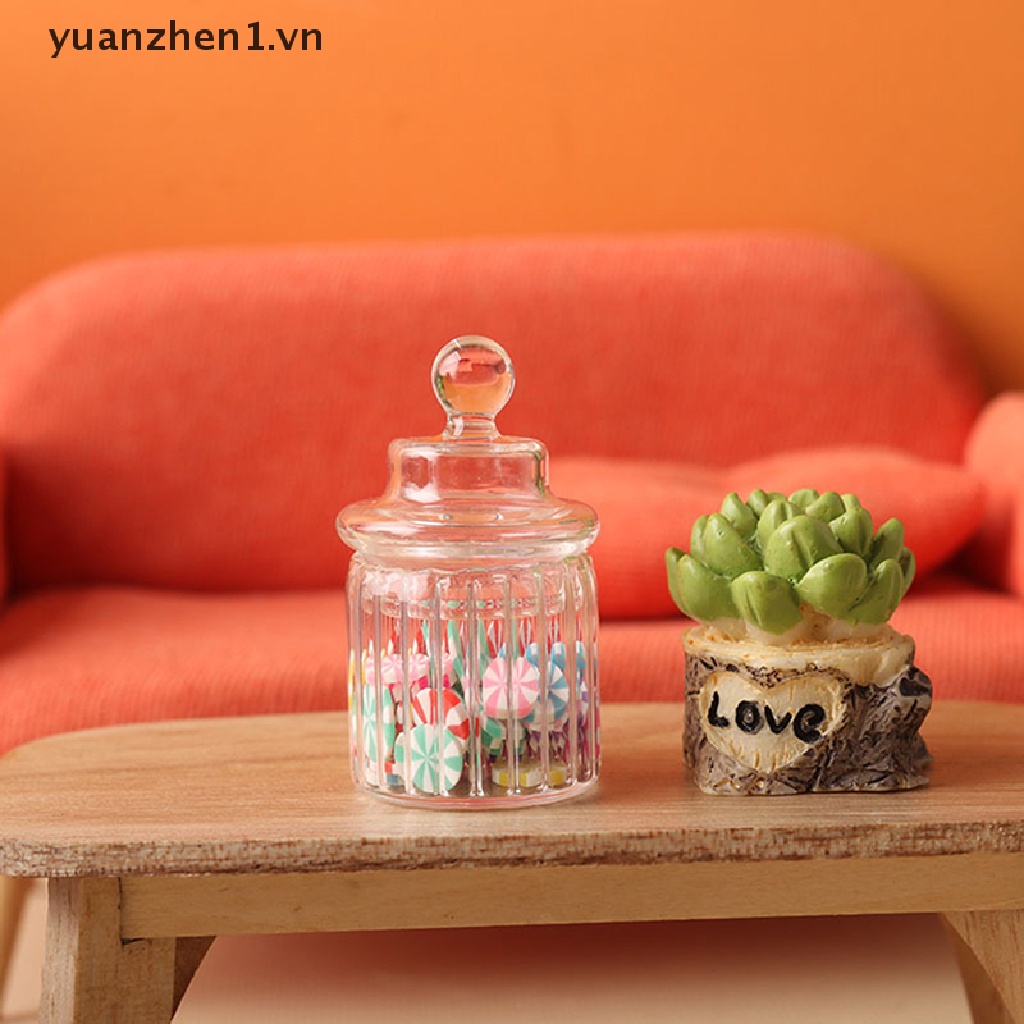 Lọ Thủy Tinh Đựng Kẹo Có Nắp Nhỏ Xinh Trang Trí Nhà Búp Bê Tỉ Lệ 1: 12