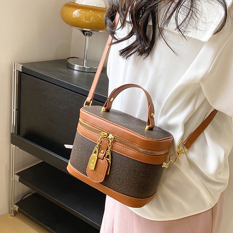 Ielgy Túi bucket Đeo Vai Cầm Tay Thiết Kế Thoải Mái In Họa Tiết vintage Phương Tây Cho Nữ