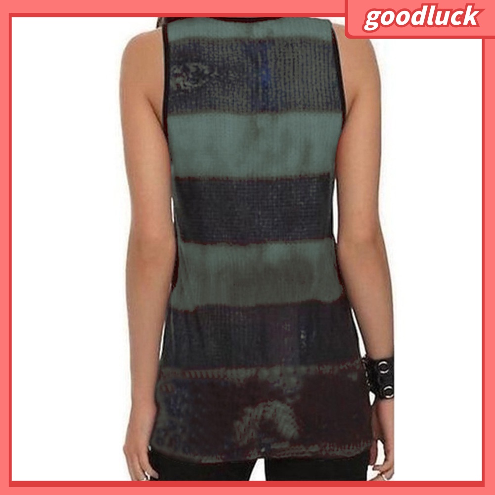 Áo Tank Top Sát Nách In Hình Bàn Tay Đầu Lâu Khoét Lỗ Plus Size Cho Nữ