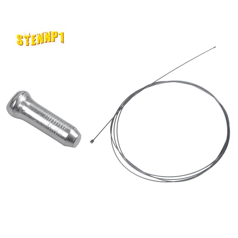 Set 100 Đầu Bọc Dây Phanh Xe Đạp + 10 Dây Cáp Chuyển Số Màu Bạc 190cm X 1.2mm