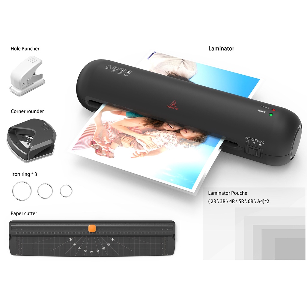 Bộ Máy Ép Nóng Lạnh 2 Con Lăn Kích Thước A4 230mm Kèm Dao Cắt Giấy Chuyên Dụng Cho A4