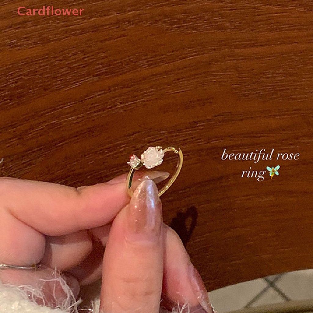 < Cardflower > Nhẫn Hở Hình Hoa Trà Dễ Thương Nhẹ Nhàng Và Xinh Xắn Có Thể Điều Chỉnh Làm Quà Tặng Thời Trang Cho Bạn Gái