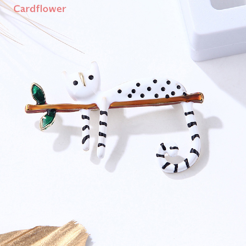 < Cardflower > Ghim Cài Áo Hình Chú Mèo Lười Trên Cây Tráng Men Phụ Kiện Thời Trang Dự Tiệc Mới Cho Nữ