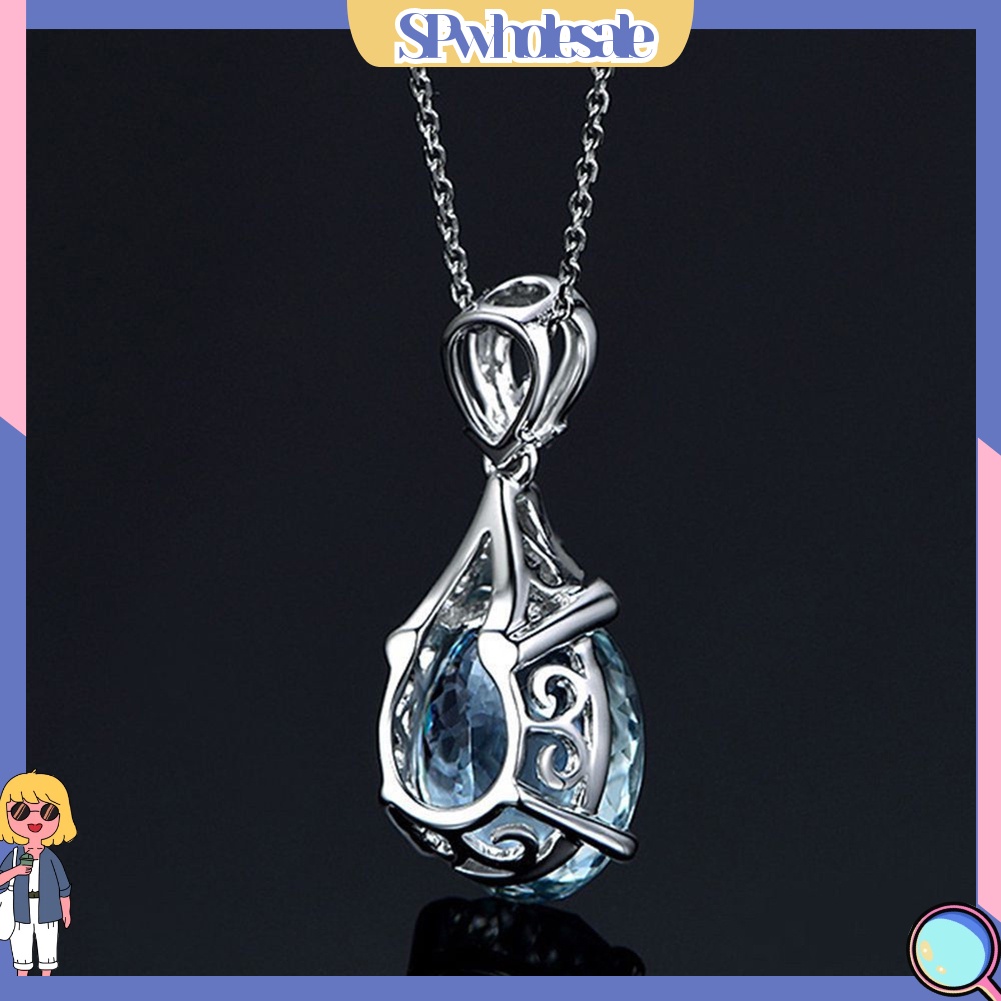 &lt;SPwholesale&gt; Vòng cổ Mặt Hình Giọt Nước Đính Đá Lấp Lánh