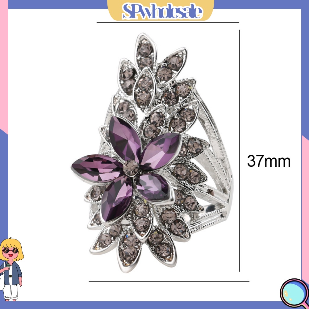<SPwholesale> Nhẫn Dát Đá Zircon Hình Hoa Rỗng Quà Tặng Trang Sức Cho Nữ