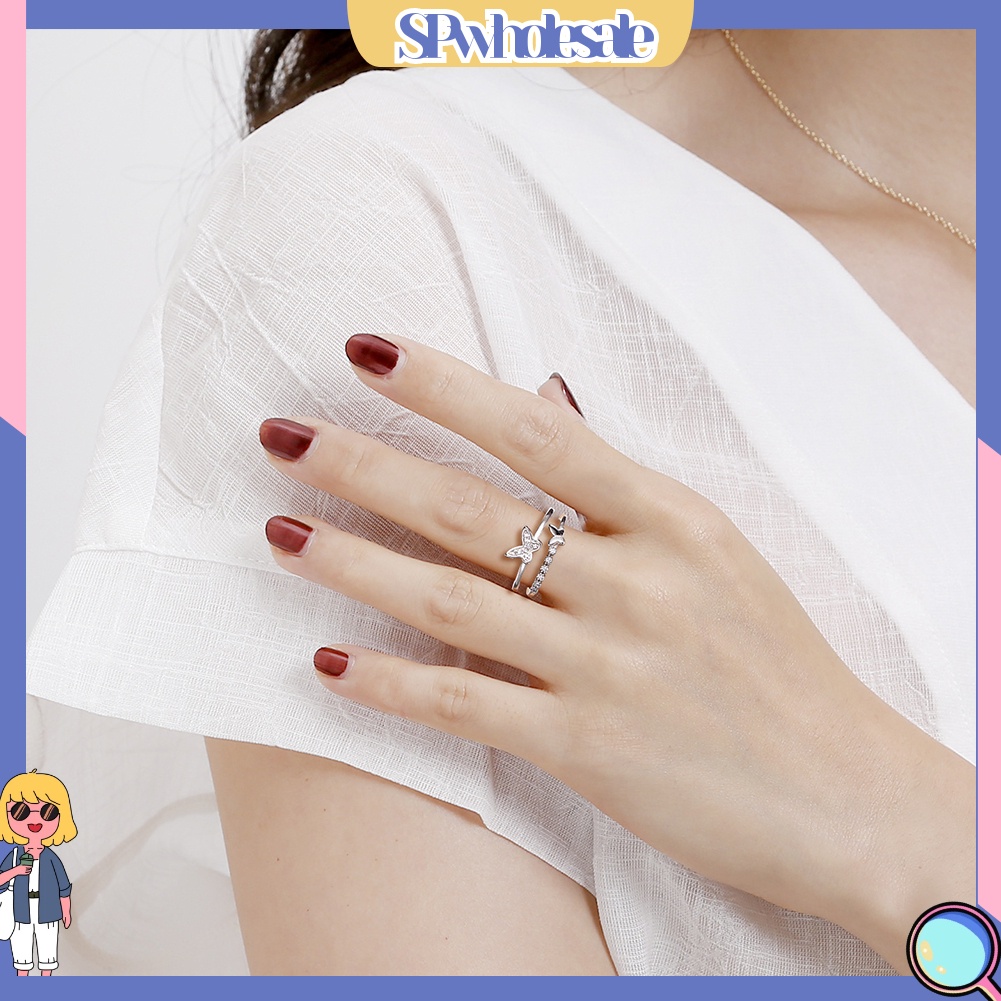 <SPwholesale> Nhẫn Hở Hình Bướm Ngọt Ngào Thời Trang Có Thể Điều Chỉnh Cho Nữ