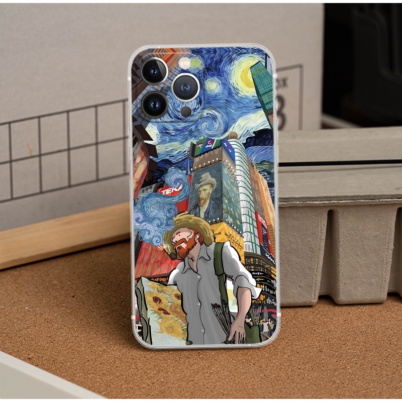 Ốp Điện Thoại Silicon Mềm Hình Tranh Van Gogh Vui Nhộn Cho iPhone 13 mini 14 Pro Max 11 12 Pro X XS Max XR 6S 7 8 Plus SE2020 Case