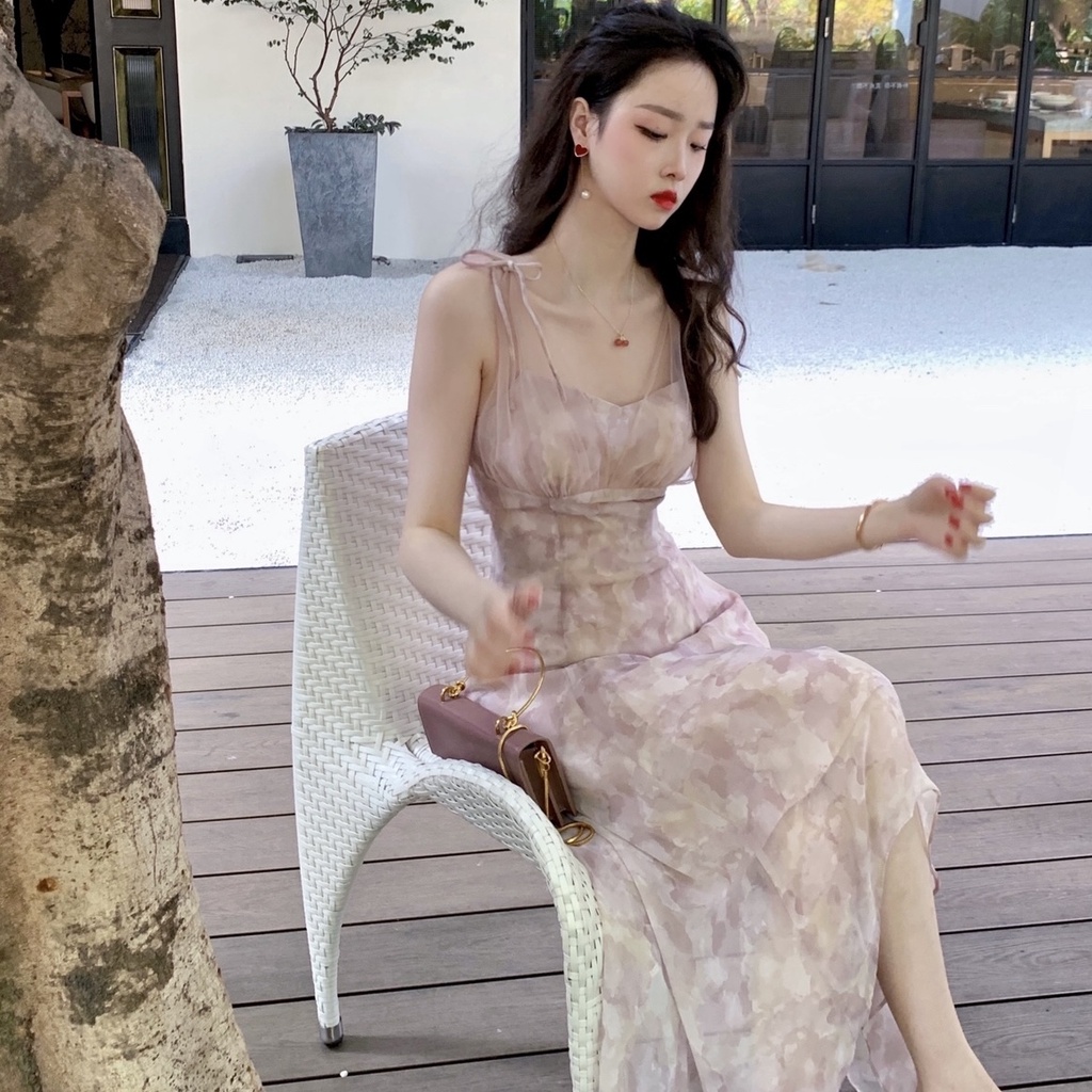 Đầm Cổ Chữ V Thiết Kế Không Đồng Đều Thanh Lịch Lãng Mạn Thời Trang Cho Nữ