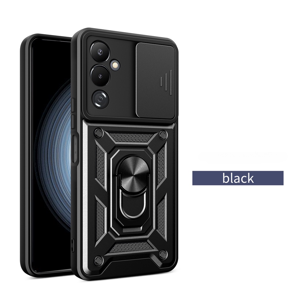 Sturdy Ốp Điện Thoại Nhựa Cứng Có Giá Đỡ Cửa Sổ Xe Hơi 2 Trong 1 Cho Tecno Spark 6 Go 8 8C 9 Pro 10 4G
