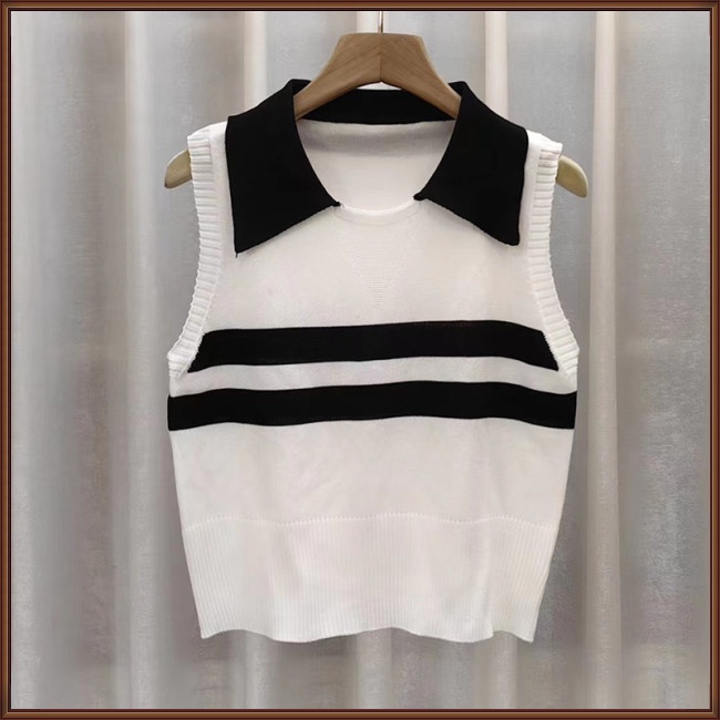Áo Tank Top Dệt Kim Sát Nách Kẻ Sọc Dáng Ôm Thời Trang Mùa Hè Cho Nữ