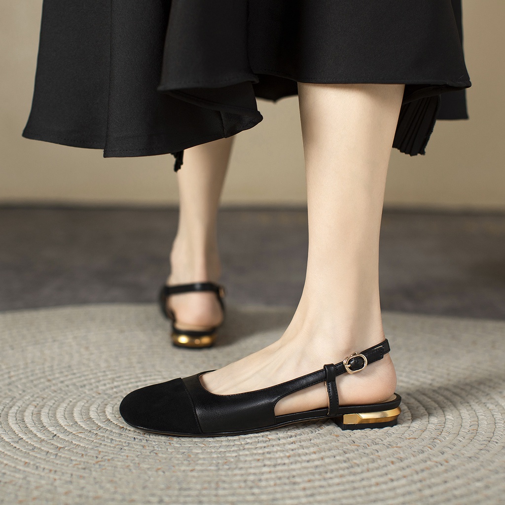 Giày Sandal Mũi Tròn Đế Bằng Size 34-40 Thời Trang Cho Nữ làm việc 2023