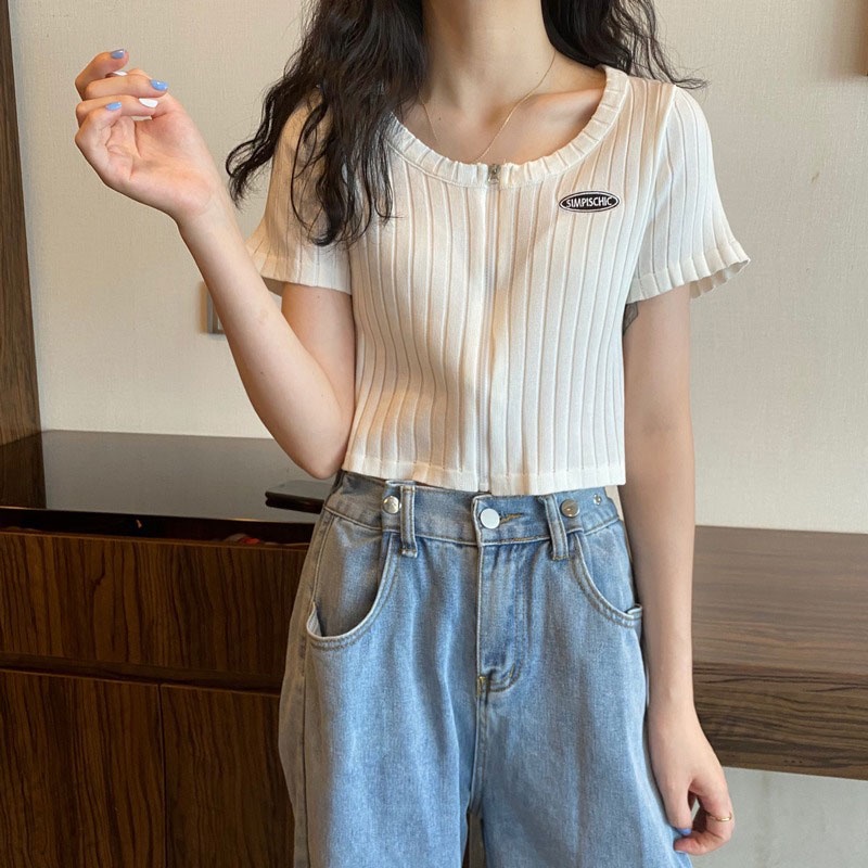 Aphrod Áo Thun Dệt Kim Lụa Băng Cảm Giác Thời Trang Hot Girl Cho Nữ