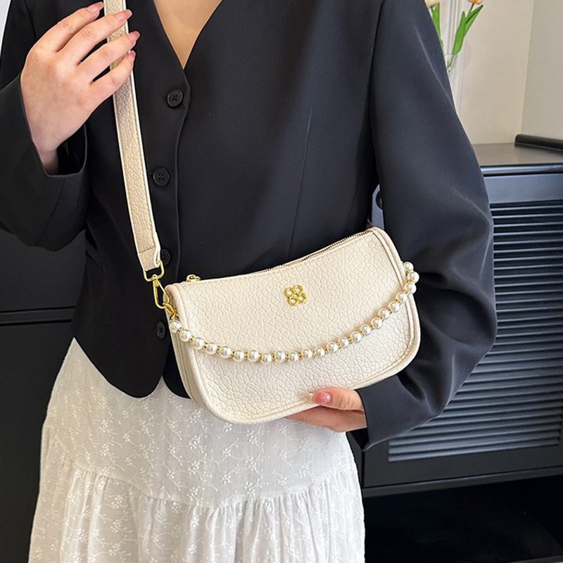 Ielgy Túi Đeo Vai Đính Ngọc Trai Đơn Giản Chất Lượng Cao Phong Cách retro Cho Nữ