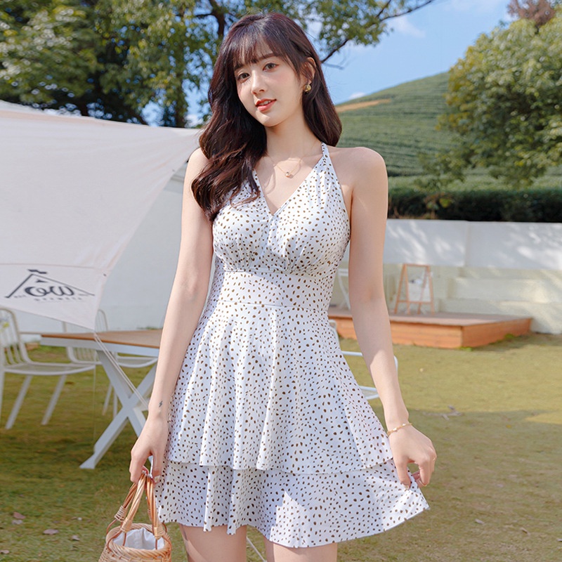 Đồ Bơi Một Mảnh Lưng Cao Họa Tiết Chấm Bi Thời Trang Cho Nữ