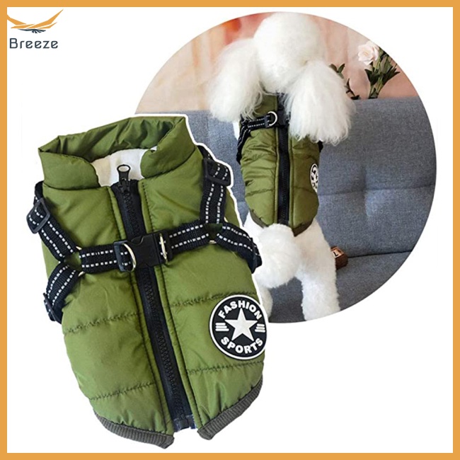 Áo Khoác Giữ Ấm Mùa Đông Dày Dặn Cỡ Nhỏ / Vừa / Lớn Kèm Dây Đeo Dành Cho Thú Cưng