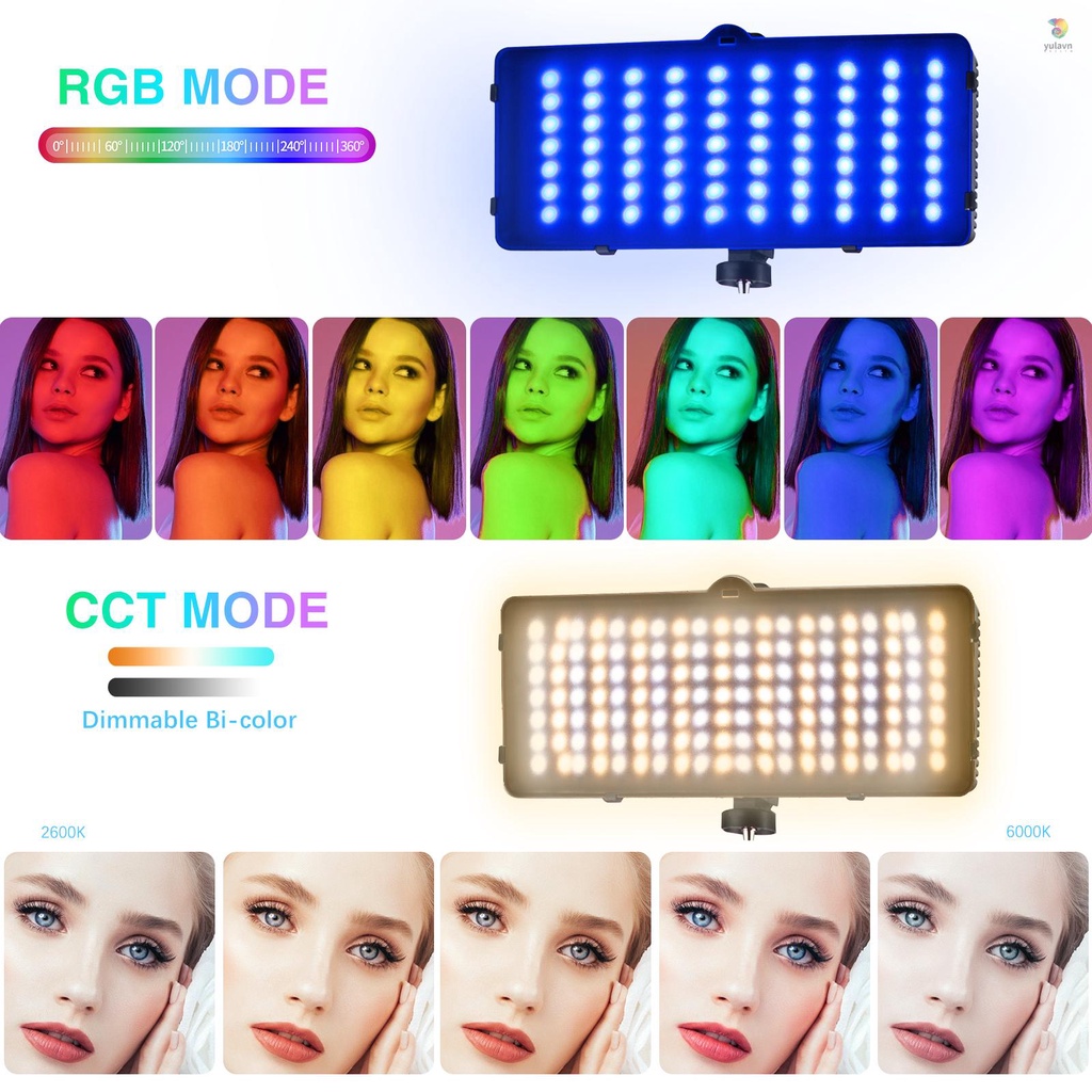 Đèn LED RGB Andoer 2 * RGB + Giá Đỡ 2 * 160cm + 2 Đầu Bi Linh Hoạt 2600K-60 Chuyên Dụng Hỗ Trợ Quay Phim Trực Tiếp