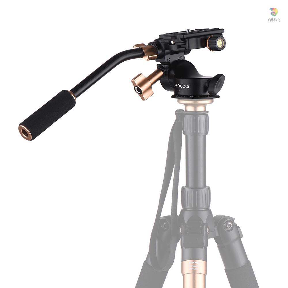 Đầu Giảm Xóc Andoer Q08S 3 Chiều Bằng Hợp Kim Nhôm Có Tay Cầm Hỗ Trợ Quay Video 360 Độ° Ốc Vít 1 / 4 &quot;Lỗ 3 / 8&quot; Cho Máy Ảnh DSLR ILDC