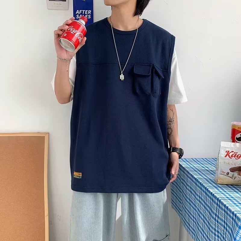 Set Đồ Thể Thao Áo Ba Lỗ Phối Quần Short Dáng Rộng Thời Trang Mùa Hè Cho Nam