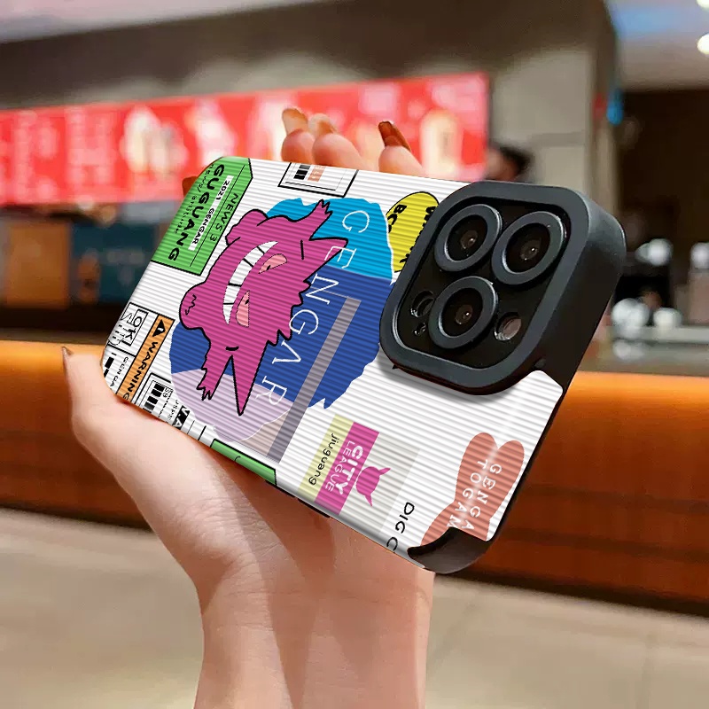 Ốp Điện Thoại Da Silicon Mềm Dáng Vuông Hình anime Cho iPhone 11 12 13 14 pro Max Xs Max Xr X 7 8 Plus