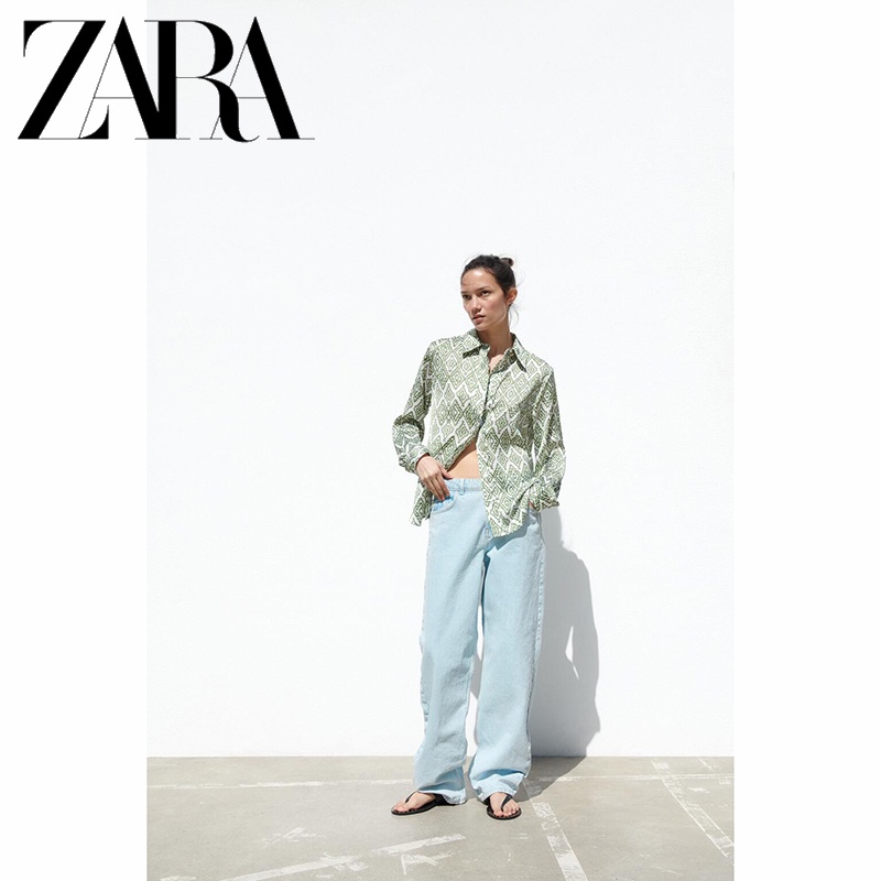 Áo Sơ Mi Lụa satin In Họa Tiết Thanh Lịch Thời Trang ZARA Cho Nữ