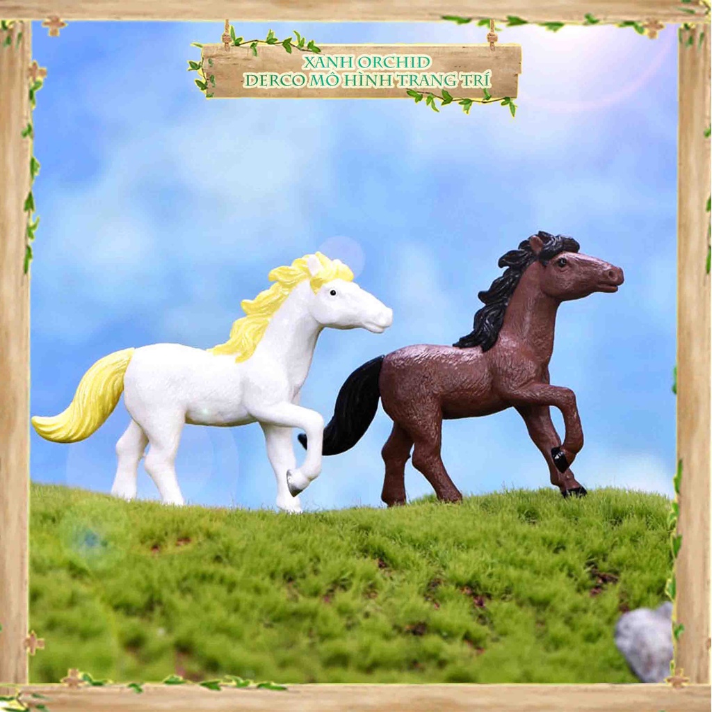 Mô Hình Tiểu Cảnh "Ngựa Bạch Mã Mini" Trang Trí Sen Đá, Sân Vườn/ Chậu Cây, DYI, Terrarium