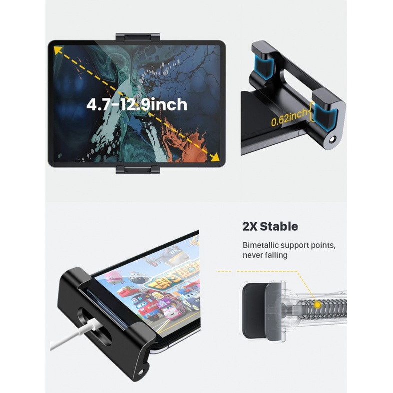 Giá Đỡ Điện Thoại / Máy Tính Bảng 4.7-13 in Gắn Ghế Sau Xe Hơi Cho ipad pro 12.9 ''