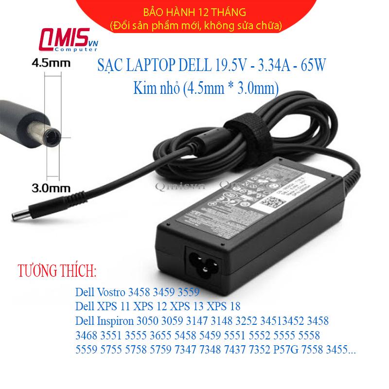 Sạc laptop Dell 19.5V-3.34A 65W (Kim nhỏ, 4.5*3.0), Dell Inspiron 7347 7348 7437 7352 P57G 7558 3455