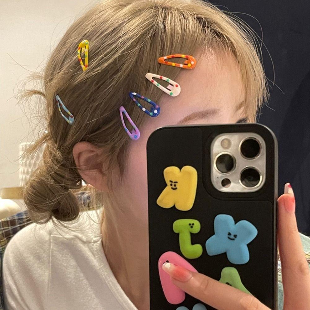 Set Kẹp Tóc Ngôi Sao / Trái Tim / Chấm Bi BB y2k Lấp Lánh Đơn Giản Cho Nữ