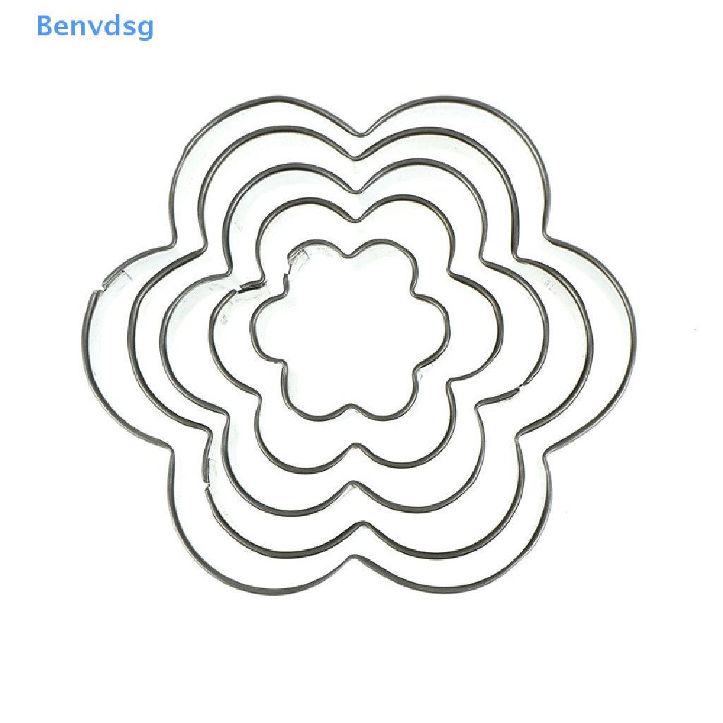 Bộ 5 Khuôn Cắt Bánh Quy Bằng Thép Không Gỉ Hình Bông Hoa