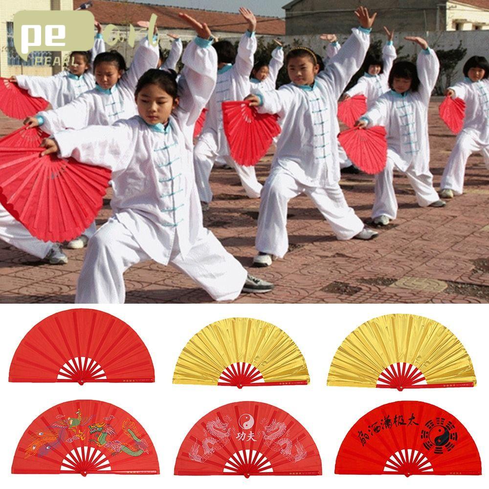 Quạt Xếp Cầm Tay Bằng Nhựa Đính Hạt Giả Ngọc Trai Phong Cách Trung Hoa