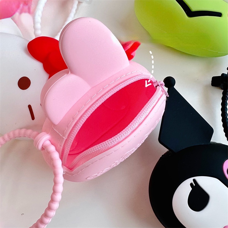 Ví Đựng Tiền Xu Bằng Silicon Hình Sanrio Kuromi My Melody Hello Kitty Dễ Thương Kèm Móc Khóa Cho Bé