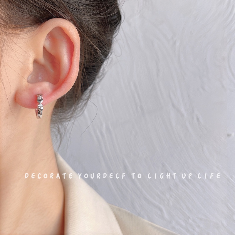 Bông Tai Mạ Bạc Hình Trái Tim Đính Đá Thời Trang 2023 Dành Cho Nữ