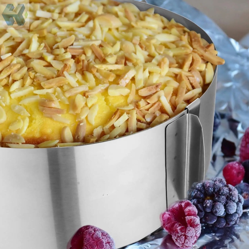 Khuôn Làm Bánh Hình Tròn 6-12 Inch Bằng Thép Không Gỉ Có Thể Điều Chỉnh