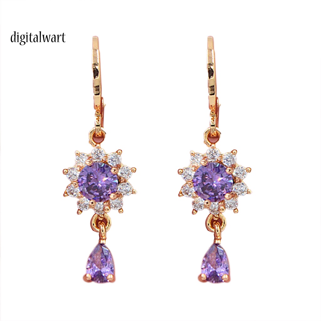 Kỹ Thuật Số| 1 Đôi Bông Tai Dáng Dài Hình Hoa Đính Đá Mạ Điện Lâu Trôi Thích Hợp Mặc Hàng Ngày