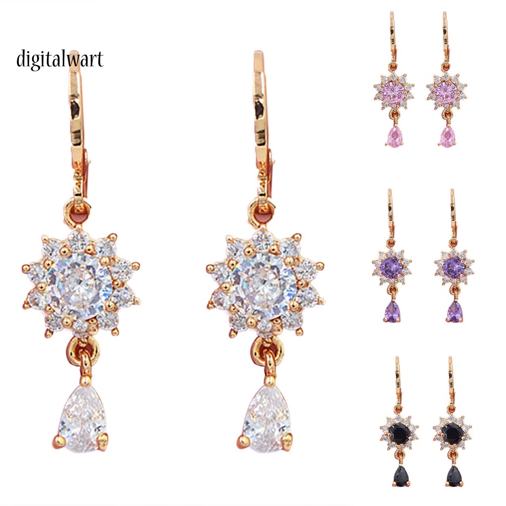 Kỹ Thuật Số| 1 Đôi Bông Tai Dáng Dài Hình Hoa Đính Đá Mạ Điện Lâu Trôi Thích Hợp Mặc Hàng Ngày