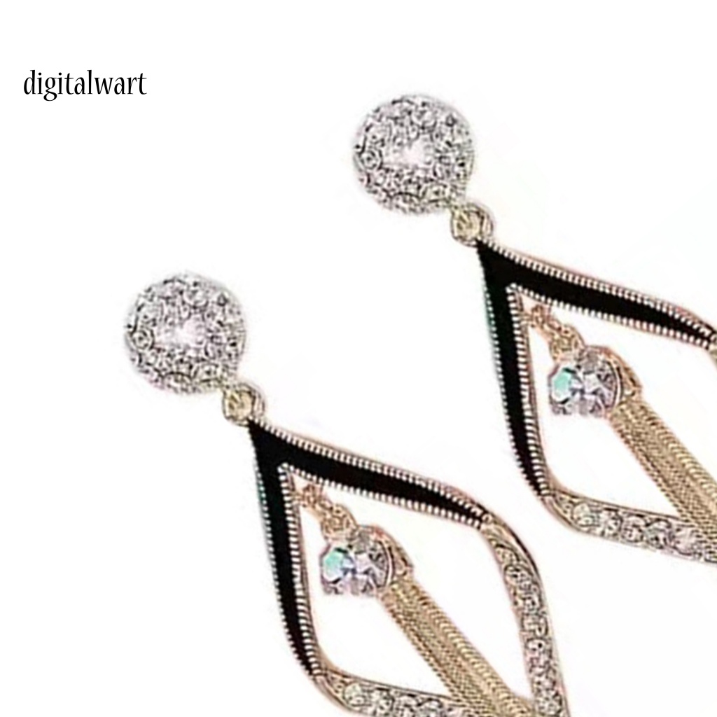 Kỹ Thuật Số| 1 Đôi Bông Tai Dáng Dài Đính Đá Phối Tua Rua Lãng Mạn Cho Nữ