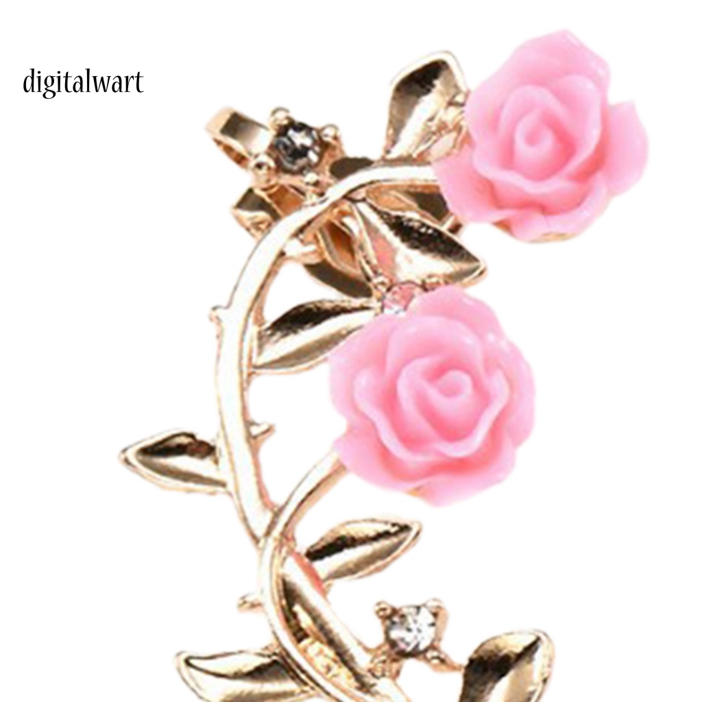 Kỹ Thuật Số| 1 Cặp Khuyên Kẹp Vành Tai Hình Hoa Hồng Đính Đá Lấp Lánh