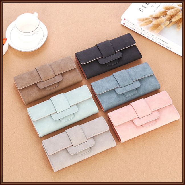 Ví Da Pu Dáng Dài Màu Trơn Đơn Giản Thời Trang Cho Nữ