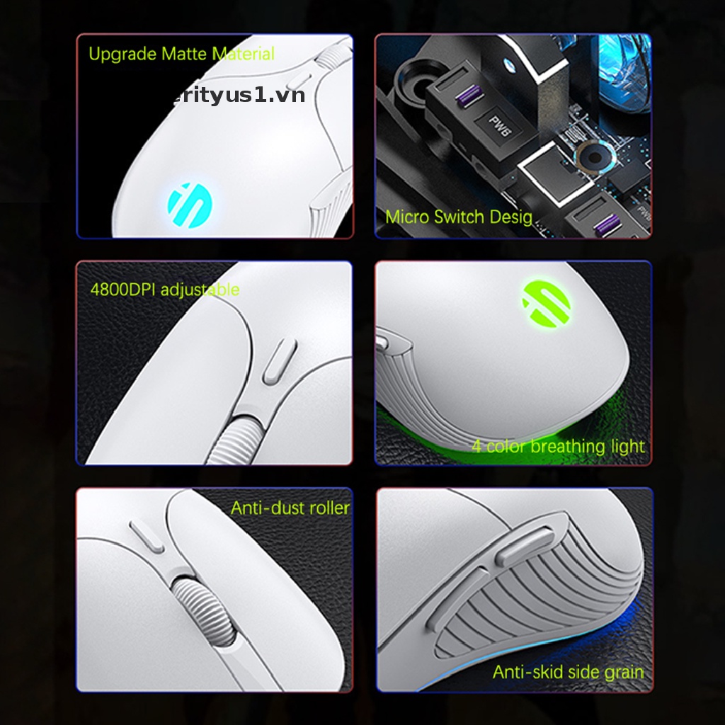 Chuột Chơi Game Chuyên Nghiệp prosperityus1 6 Nút Bấm 4800 DPI Có Đèn LED Và Phụ Kiện