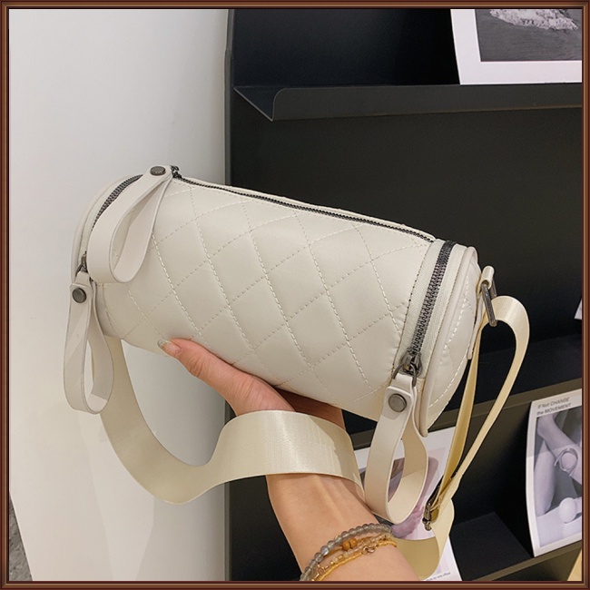 Túi Đeo Chéo Giả Da Hình Trụ Phối Khóa Kéo Thời Trang Cho Nữ