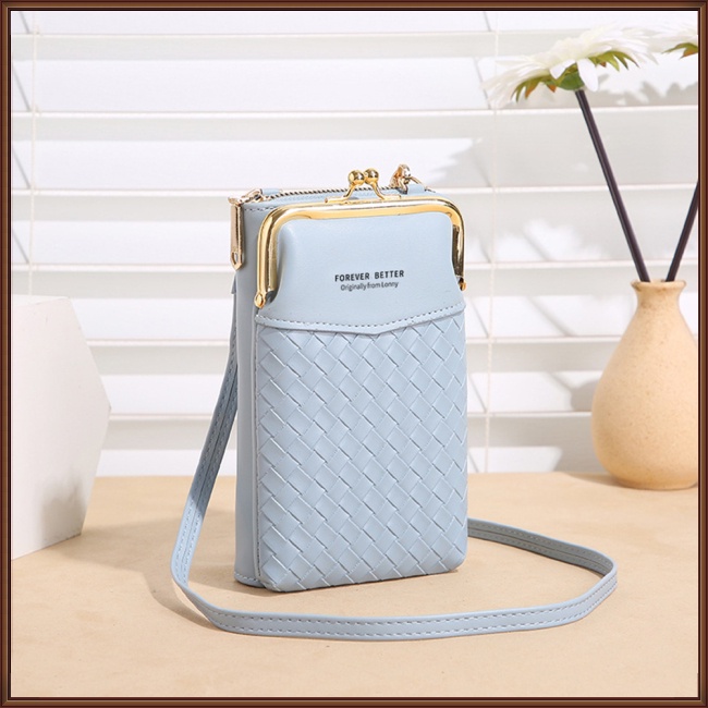 Túi Đeo Chéo Đựng Điện Thoại Màu Trơn Cỡ Lớn Thời Trang Cho Nữ Ví