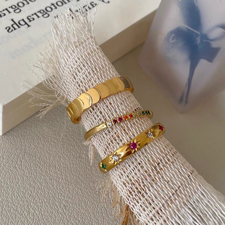 Set Nhẫn Kim Loại Nhiều Màu Sắc Độc Đáo Phong Cách Retro Hàn Quốc Cho Nữ