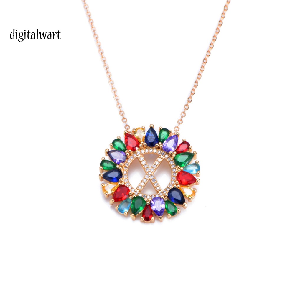 Kỹ Thuật Số| Vòng cổ HợP Kim ĐíNh Đá HìNh TròN MàU CầU VồNg