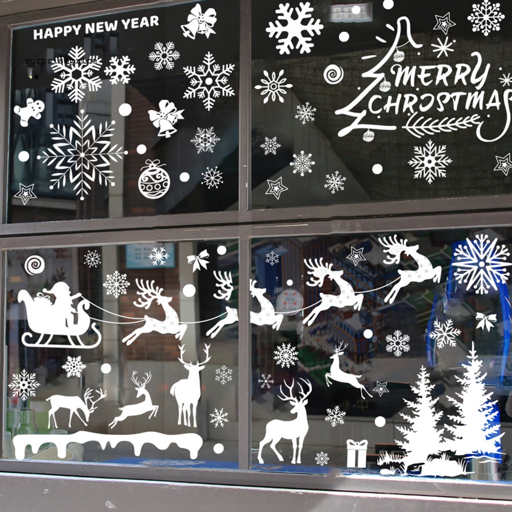 1 Set Sticker PVC Dán Tường / Kính Cửa Hàng Họa Tiết Giáng Sinh Tinh Tế DIY