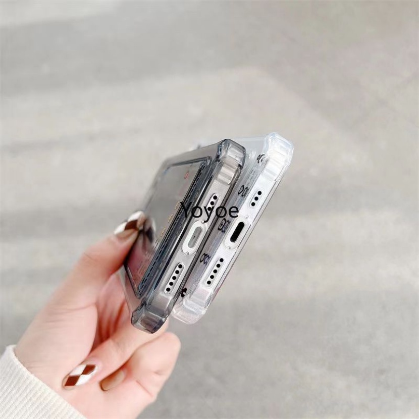 Ốp Điện Thoại Silicon Mềm Trong Suốt Chống Sốc Kèm Ngăn Đựng Thẻ Cho iPhone 14 13 12 11 Pro Max XR X XS Max 7 8 Plus SE